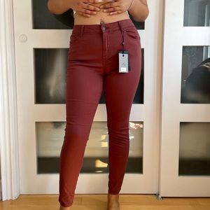Burgundy skinny jeans